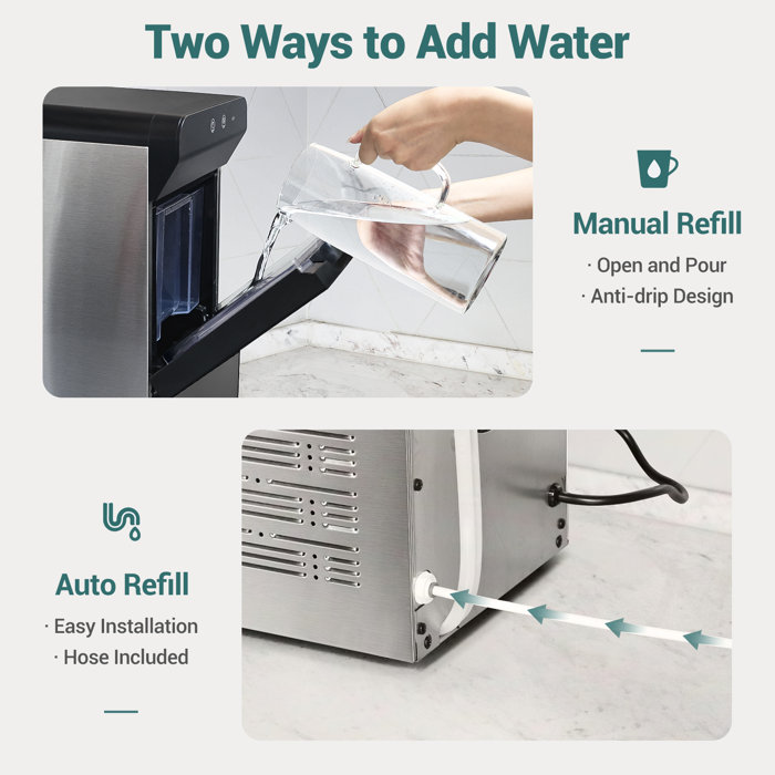 Gevi Household 30 Lb. Daily Production Nugget Ice Manual and Auto